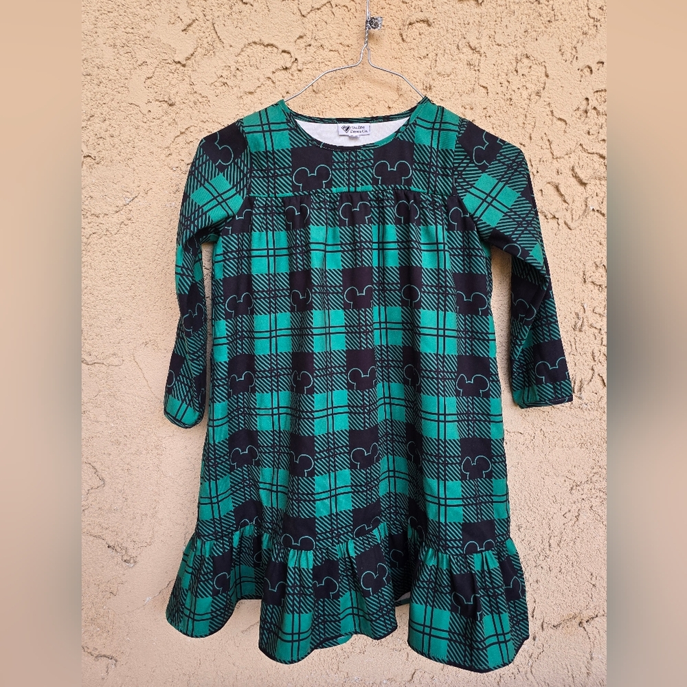 Darling dream co green mickey plaided dress